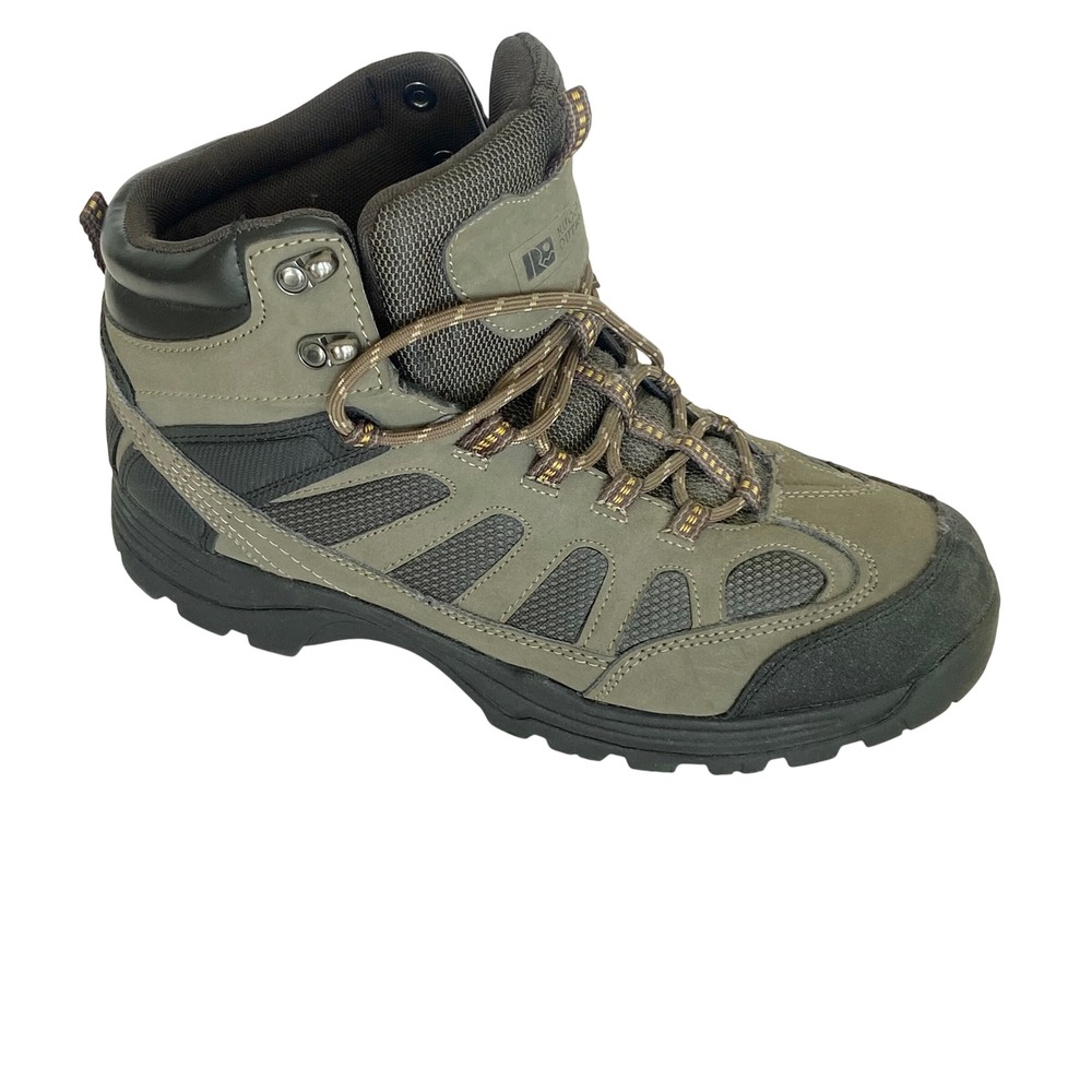 Rugged Outback Mens Hiking Boots Olive Green Black Mid Top Size 11 99502 661